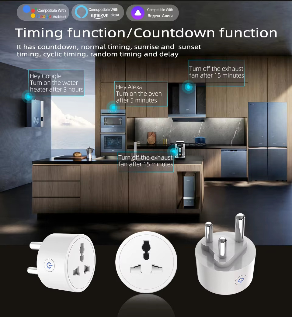 Timing function/countdown functionIt has countdown,normaltiming, sunrise and sunsettiming,cyclic timing, random timing and delay