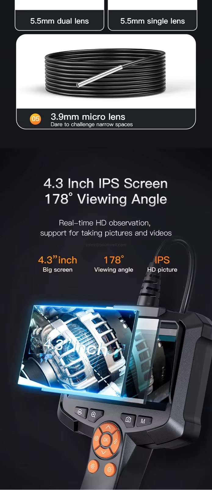 4.3 Inch IPS Screen 178&deg; Viewing Angle