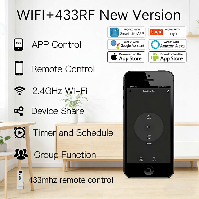 Multi-Mode Smart Curtain Remote Switch