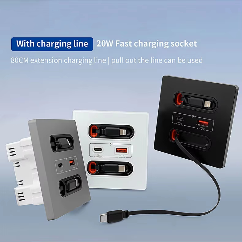 With charging line 20W Fast charging socket 80CM extension charging line pull out the line can be used