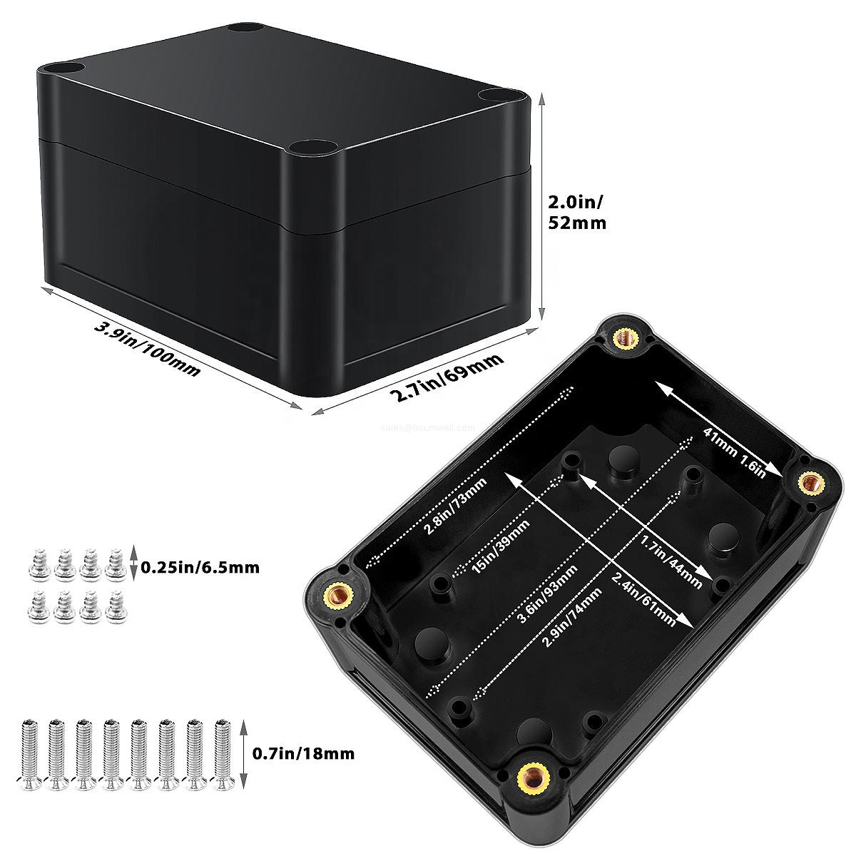 Heavy Duty Black Waterproof Plastic Enclosure IP65 Project Box for Industrial Electronics