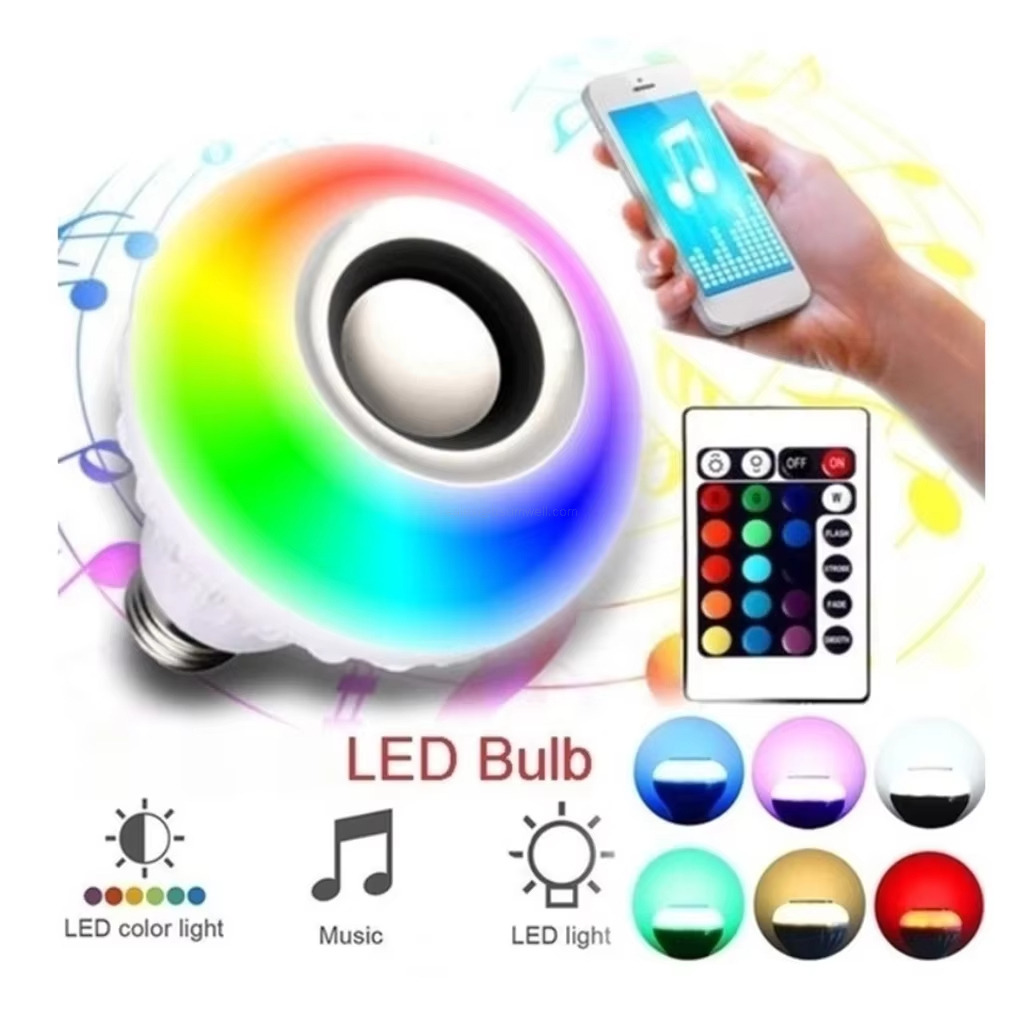  Wireless 12w Led Rgb E27 Speaker Playing