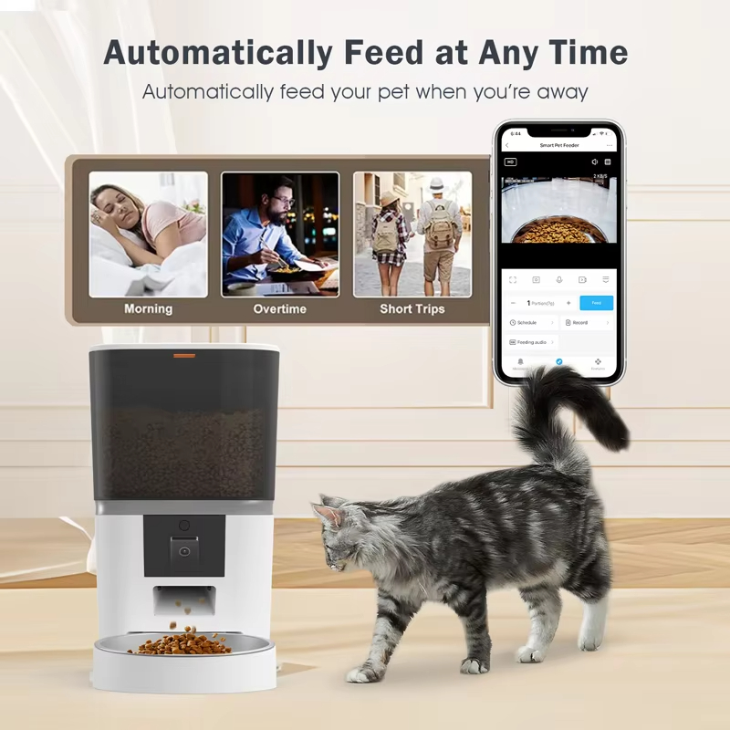 Automatically Feed at Any Time Automatically feed your pet when you're away