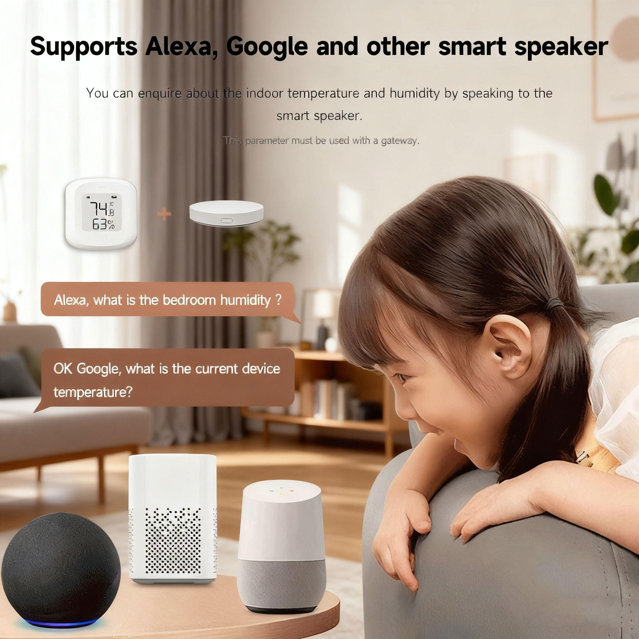 Tuya WiFi/ZigBee Smart Wireless Temperature & Humidity Sensor - Remote Monitor, Voice Control for Home/Industrial Use