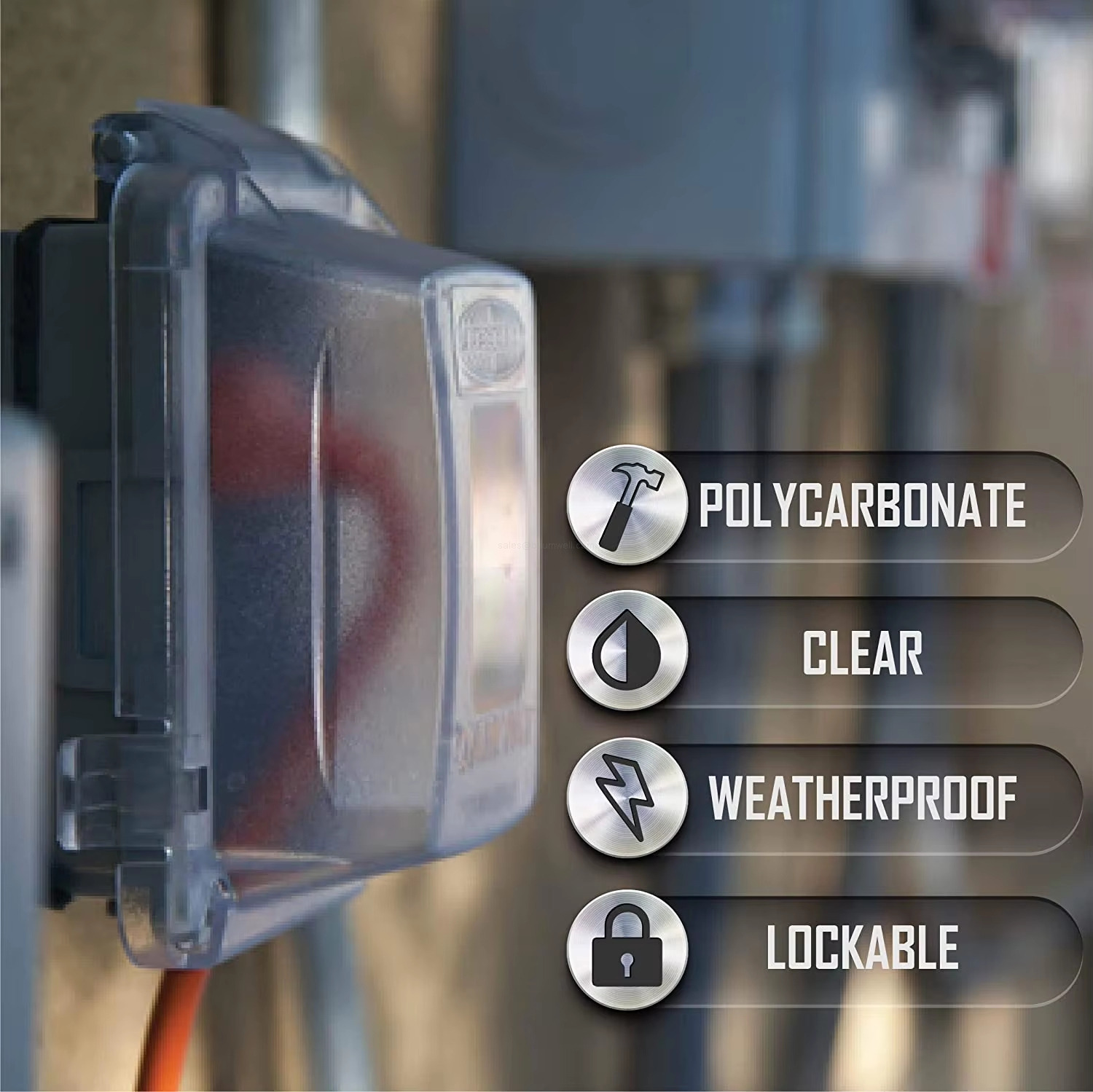 1 Gang Weatherproof In Use Outdoor Outlet Cover Universal Polycarbonate Single Gang Receptacle Protector Extra Duty Locking Shield Case