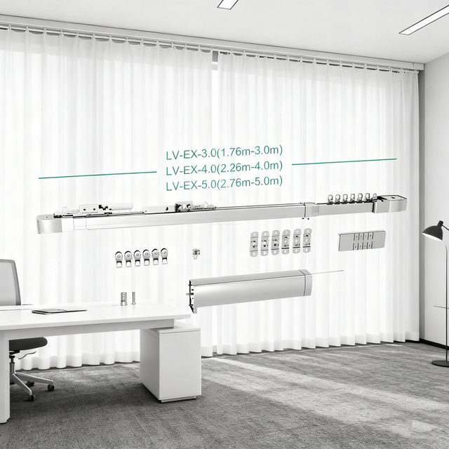 Retractable Aluminum Motorized Curtain Track
