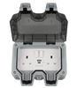 Waterproof Outdoor British Switched Socket Dual UK Plug Receptacle 30W PD Type C USB Wall Outlet