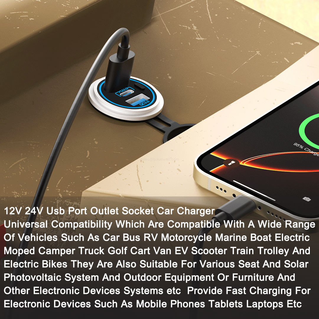 12V 24V 4 in 1 Marine Switch Panel Dual USB PD QC3 Fast Charger Voltmeter Power Socket IP65 Waterproof