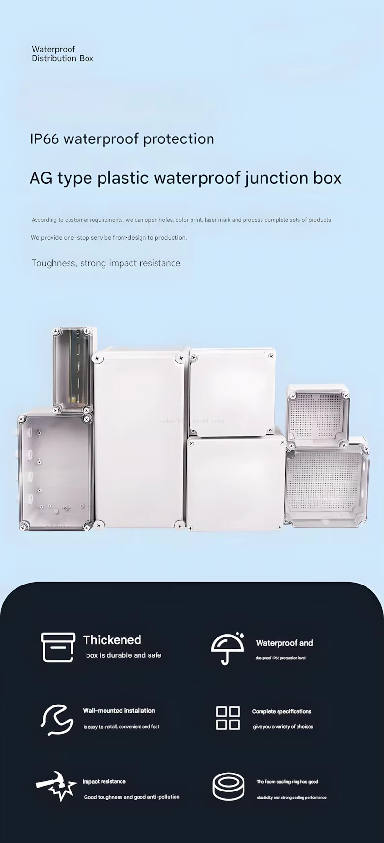 IP66 waterproof protection AG type plastic waterproof junction box