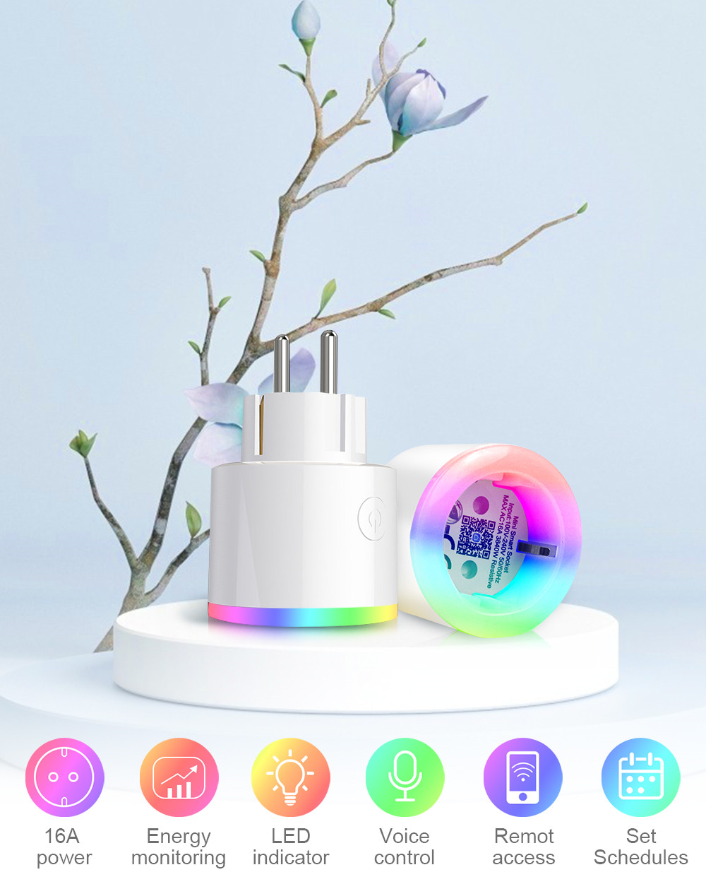 The powerful Mini plug ROEY smart plug features a stylish new desi