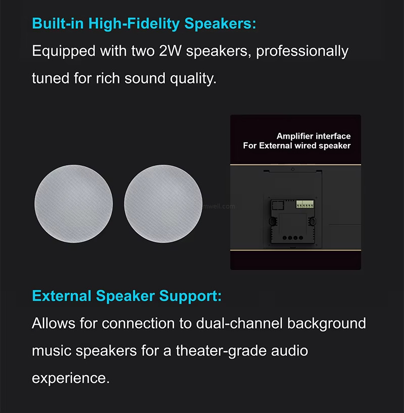 Built-in High-Fidelity Speakers: Equipped with two 2W speakers, professionallytuned for rich sound quality.
