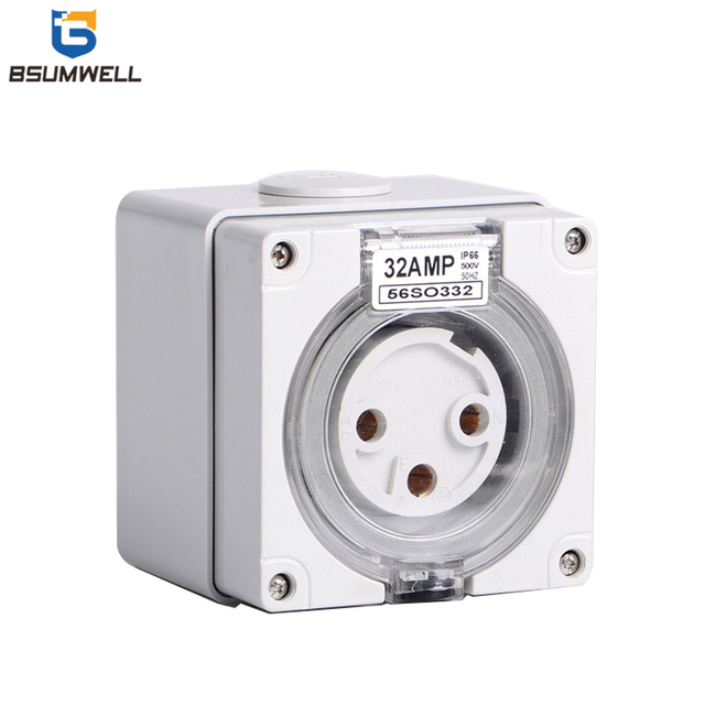 Australia Standard Three Phase 56SO532 5 Round Pin Plug 250V/500V 32A Electric Waterproof Industrial Socket 
