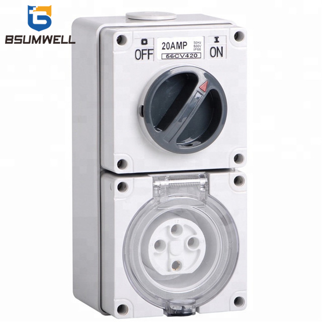 Australia 3 phase 56CV420 4 round pin 500V 20A 20 amp Electric waterproof industrial Combination switch socket outlet 