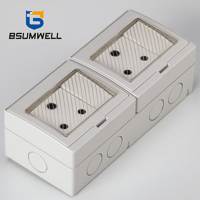  PS-2SAS IP55 Waterproof ABS PC Plastic South Africa Type 16A 2Gang Switch 2Gang Socket 
