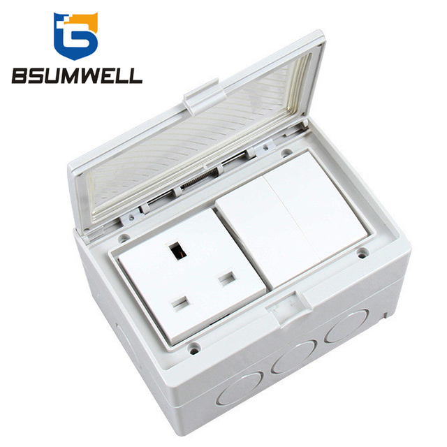 PS-S2S 13A British type IP55 Waterproof 2Gang Switch 1Gang Socket 