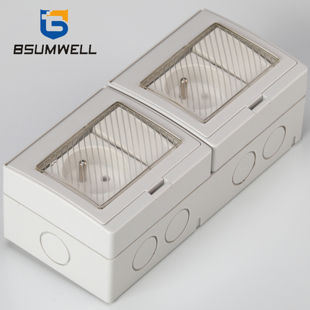 PS-2FRS French Type IP55 Waterproof 16A 2Gang Switch 2Gang Socket 