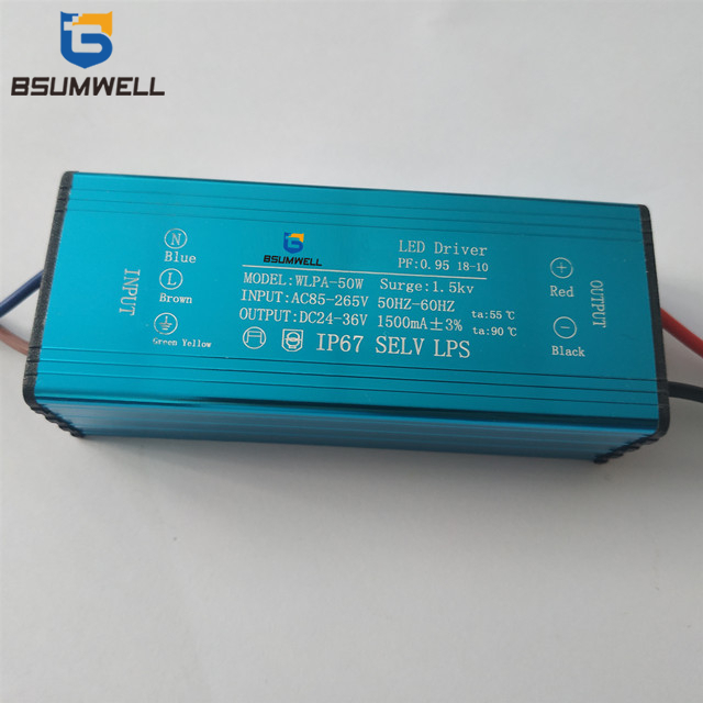 50W 40W 30W 20W 10W IP67 waterproof aluminum shell Isolation LED driving constant current power supply with lightning protection